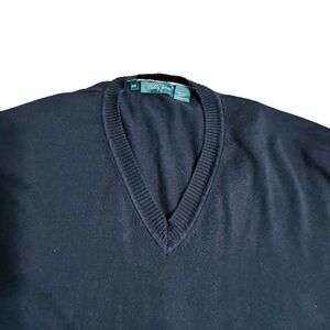 Black Bobby Jones Pima Cotton fine knit V neck sweater